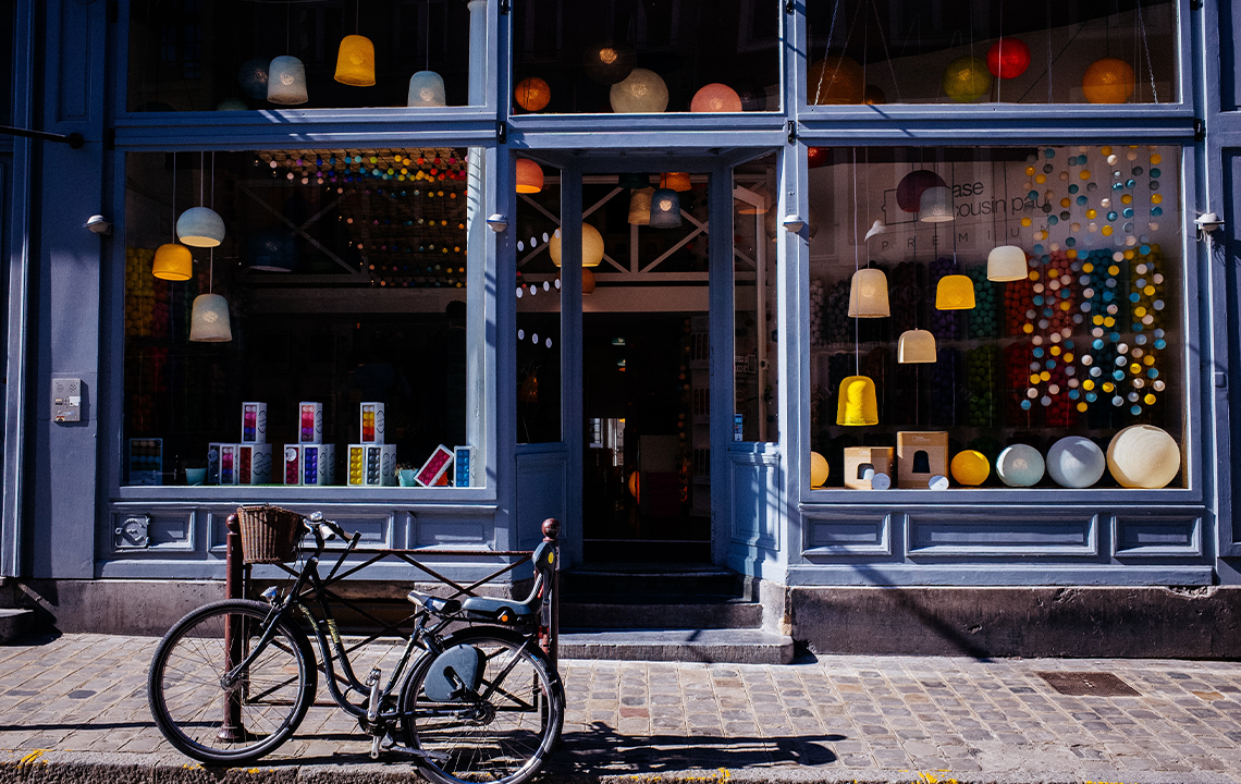 storefront with bicycle